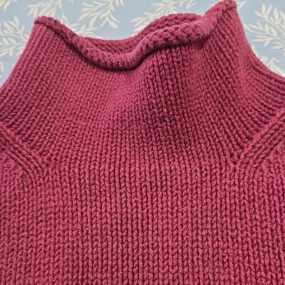 Vintage Eddie Bauer Womens Sz XL Burgundy Mock Neck 90s Y2K Preppy Sweater - Picture 4 of 8